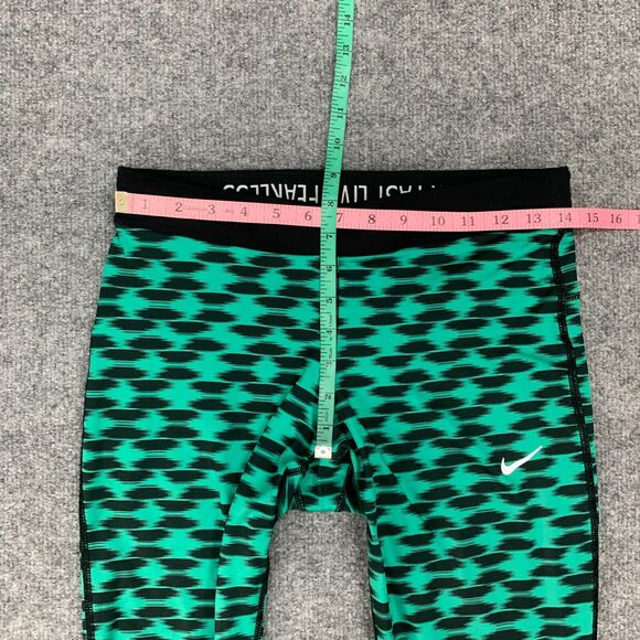 Nike Relay Printed Cropped Legging Women M Green Stretch Dri Fit Drawstring Pant - Picture 6 of 13
